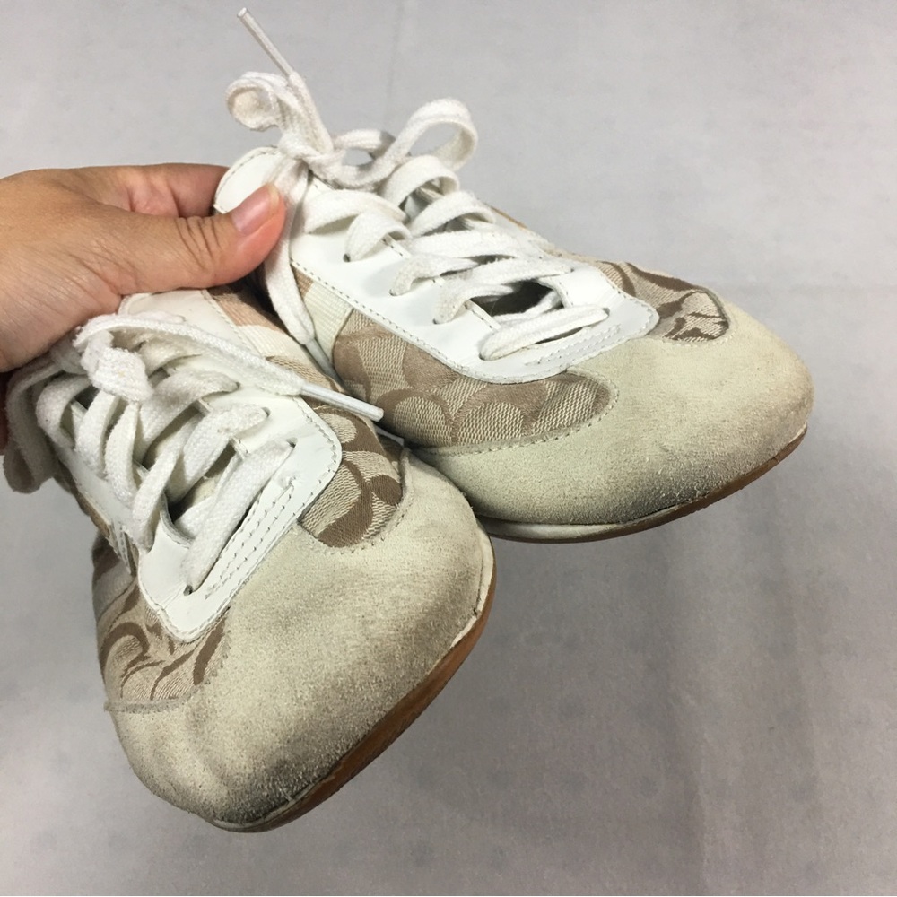 Coach Joss Q293 Beige White Monogram Women’s Tennis Shoes  Sneakers Size 9M Lace - Picture 6 of 9